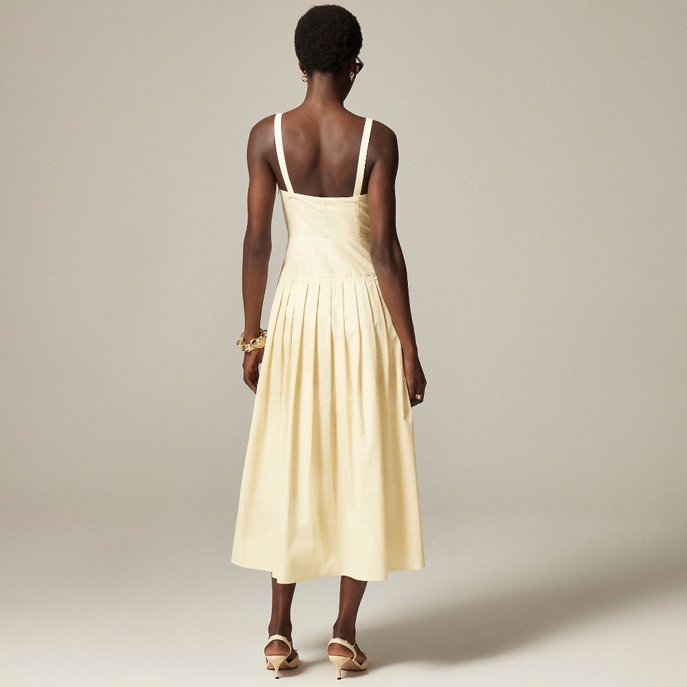 NWT Pleated drop-waist dress in crinkle cotton blend - Picture 4 of 8